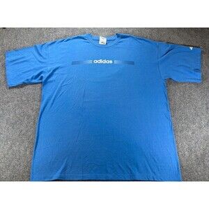 Vintage 90s Adidas T Shirt Mens 2XL Blue Made In USA VTG